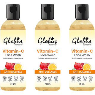 Globus Remedies Anti Ageing Skin Brightening Vitamin C Face Wash 75gm Set of 3