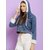 Minha Denim Womens Fancy Glamorous Jacket with Hood Cap  Stylish and Trendy Outerwear for Casual and Evening Wear