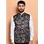 PrintCulture Men Printed Black Cotton Blend Nehru Jacket