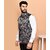 PrintCulture Men Printed Black Cotton Blend Nehru Jacket