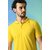 PRINTCULTR Men Solid Polo Neck Polyester Yellow T-Shirt