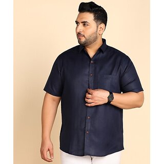 PrintCultr PLUS Plus Size Men Regular Fit Solid Curved Collar Casual Shirt