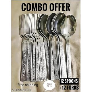 STAINNLESS STEEL SPOON PACK OF= 24 PIC ( SPOON 12,OR FROK 12,Pc (16cm L), great utility