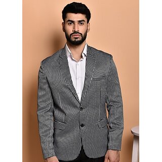 PrintCultr PrintCultr Men Printed Single Breasted Casual Blazer (Black)