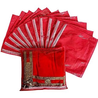 Saree Cover Set of 12 Pcs with Zip | Sari Bags, Garment Storage Case, Clothes Organizer, Wedding Saree Pouch Combo Pack