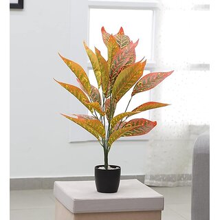 De Gardenia Artificial Plant Leaves Tropical Monstera Large Artificial Plants Fake Zebra Leaf Plastic Palm Tree Branch for Home Garden Decor  26 Leaves (Height  76CM, Green-C) Pot Not Included