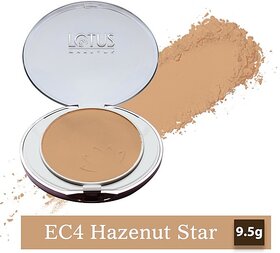 Lotus Make-Up Ecostay Ideal Finish Pressed Powder Compact (Hazelnut Star, 9.5 G)