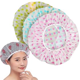 Altegic Shower Cap for Women Bath Shower Clear Hair Cover Bathing Elastic Free-Size Reusable for Homes Spas Salons