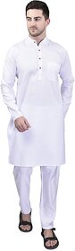 PrintCultr Men Kurta and Pyjama Set (White)