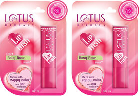 Lotus Herbals Lip Lush Tinted Lip Balm - Rosy Rose Blush  Spf 20  8H Moisturisation  4G ( Pack Of 2 )