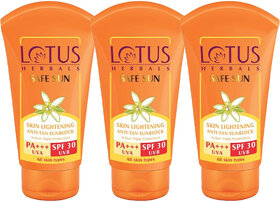 Lotus Herbals Skin Lightening Anti Tan Sunscreen Spf 30 Pa  Lightens Tan Briad Spectrum Protection 50G (Pack Of 3)