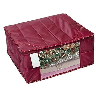 Aronkart Parachute Material 3 Layered Quilted Saree Cover Wardrobe Organizer (Water Resistant) (Pack of 1 Maroon)