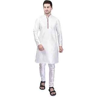 PrintCultr Men Kurta and Pyjama Set (White)