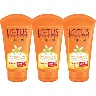 Lotus Herbals Skin Lightening Anti Tan Sunscreen Spf 30 Pa  Lightens Tan Briad Spectrum Protection 50G (Pack Of 3)