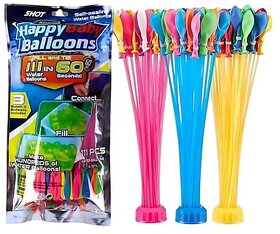 Case Creation Holi Water Balloons for Kids Mix Color Magic Balloon Crazy Quick Auto Fill SET of 3 (111 Pcs Holi Balloons) with 1 Universal tap Adapter For Holi Celebration N Pool Party