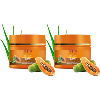 Lotus Herbals Safe Sun Detan After-Sun Matte Cooling Gel  Papaya  Aloe Vera  All Skin Types  100G ( Pack Of 2 )