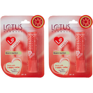 Lotus Herbals Lip Lush Tinted Lip Balm - Watermelon Splash  Spf 20  8H Moisturisation  3.5G ( Pack Of 2 )