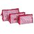 Aronkart Polyester Cosmetic Pouch (Set of 3 Pcs. Lining Pouch - Pink)