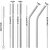 Reusable BPA-Free Metal Thick Long Dishwasher Safe Stainless Steel Drinking Straws 8.5 Inches (2 Straight 2 Bend and 1 Cleaning Brush)
