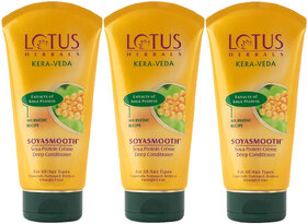 Lotus Herbals KeraVeda Soyasmooth Soya Protein Cream Deep Conditioner  For All Hair Types  150G ( Pack Of 3)