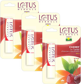 Lotus Herbals Lip Therapy Tinted Lip Balm  Cherry  Spf 15  Moisturises Heals  Protects Lips  4g (Pack Of 3)