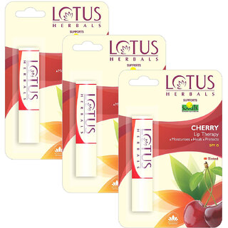 Lotus Herbals Lip Therapy Tinted Lip Balm  Cherry  Spf 15  Moisturises Heals  Protects Lips  4g (Pack Of 3)