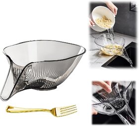 Multifunctional Drainer Basket - 2025 New Fruit Cleaning Bowl with Strainer Container, Kitchen Sink Food Collector Drainer Fruit Rinser Vegetable Wash Strainer Bowl (1pcs, transparent)