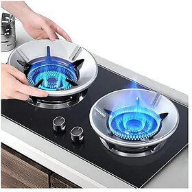 (Pack 2) Premium Metal Gas Saver Burner Stand For Saving Gas Fire&Windproof Energy saver Chula Gas Support Stand Suitable for all gas stove - Silver
