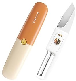 2-in-1 Kitchen Knife and Peeler - Portable Stainless Steel Knife with Case Perfect for Fruits and Travel. Multipurpose Kitchen Tool Compact Design for Home and On-The-Go Use (Pack of 1)