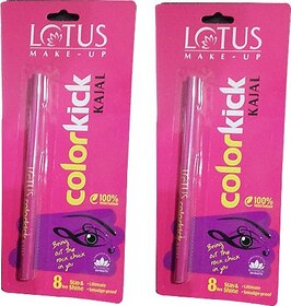 Lotus Make-Up Colorkick Kajal Pack Of 2 (Black, 0.28 G)