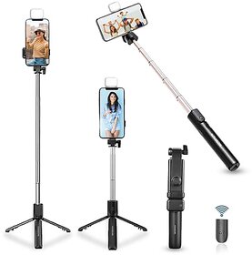 K2 Selfie Stick with Tripod Stand 3 in 1 Multifunctional design Rechargable LED Light with Two Brighness Levels for Make up Selfie Vlogging ÃâÃÂ Photo Shoot Selfie stick with Bluetooth Remote