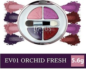 Lotus Make-Up Ecostay Velvet Eye Shadow Palette, Eye Color Powder Makeup 5.6 G (Orchid Freshness)