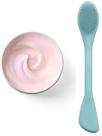 1 PCS Silicone Face Mask Brush Applicator 2 in 1 Soft Bristle Face Scrubber Beauty Tool Portable Facial Cleansing Brush Applicator for Mud Clay Charcoal Mixed Mask DIY Modeling Mask Body Lotion