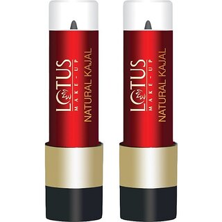 Lotus Make-Up Natural Kajal (Pack Of 2) (Black, 4 G)