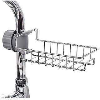Kitchen Sink Caddy Storage Organizer Drainer Caddy For Dishwashing Soap Sponge Holder Faucet Storage Rack(Stainless Steel) - Sinks Silver