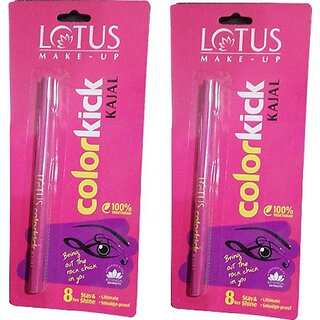 Lotus Make-Up Colorkick Kajal Pack Of 2 (Black, 0.28 G)