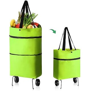 Foldable Shopping Trolley Bag with Wheels Waterproof Folding Travel Luggage Bag/Vegetable Grocery Shopping Trolley Carry Bag Outdoor Travel Bag for Girls Women Men
