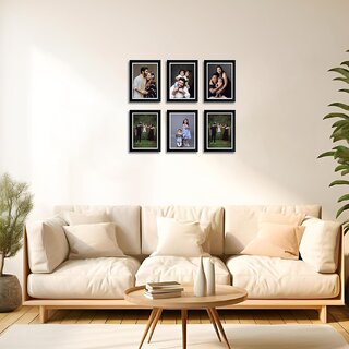 DIY Cast Set of 6 Rectangular Frame(6x8 Inch) Black Frame With Wall Mount  Stylish for Home  Office Dcor, Perfect for Family Pictures  Gifting