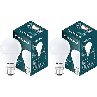 (Pack of 2) BAJAJ 9 W Basic Round B22 LED Bulb (White)