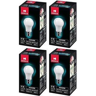 HAVELLS 9 W Basic Round B22 LED Bulb (White, Pack of 4)