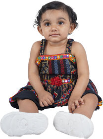 Kid Kupboard Cotton Baby Girls A-Line Frock, Black, Sleeveless, 12-18 Months KIDS7419