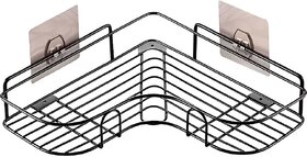 Corner Shower Caddy Shelf, Black Metal Wire Basket, Adhesive Wall Mount, Bathroom Storage Organizer