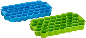 Flexible Silicone Honeycomb 37 Cavity Ice Cube Tray for Freezer Moulds Small Cubes Whiskey Fridge Bar Soft Ice Cube Tray -Color May Vary-Pack of 2