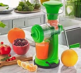 Manual Fruit Juicer with Hand Crank, Green, Citrus and Berry Press