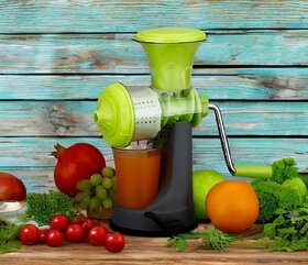 Manual Fruit Juicer with Hand Crank, Green, Citrus and Berry Press
