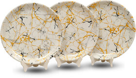 Aurka Melamine 12 Inch Full-Size Dinner Plates - White Base, Golden  Black, Set of 3, Durable  Stylish