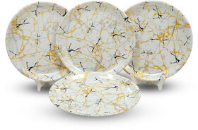 Aurka Melamine 12 Inch Full-Size Dinner Plates - White Base, Golden  Black, Set of 4, Durable  Stylish