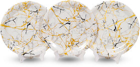 Aurka Melamine 11 Inch Full-Size Dinner Plates - White Base, Golden  Black, Set of 3, Durable  Stylish