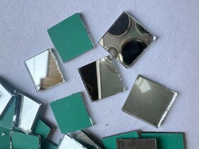 MIRROR GLASS WORLDWIDE Regular Square Shape Silver Mirror for LIPPAN Art Craft Materials Mirror 11MM 260 Piece 100GM