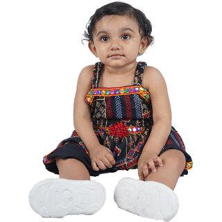 Kid Kupboard Cotton Baby Girls A-Line Frock, Black, Sleeveless, 12-18 Months KIDS7419